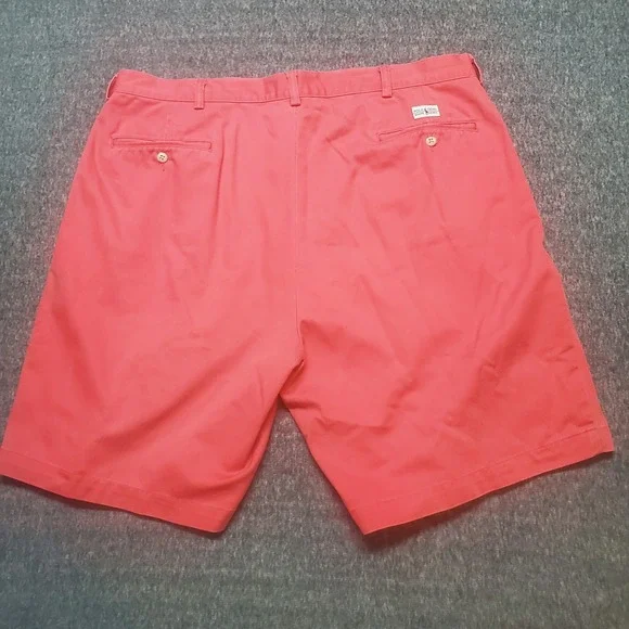 Vintage Polo Ralph Lauren Tyler Short Mens Size 40 Coral Pink Chino Pleated - Picture 2 of 8